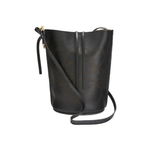 LOEWE Gate Natural Телячья кожа Ведрообразная сумка Сумка через плечо Женская Черная