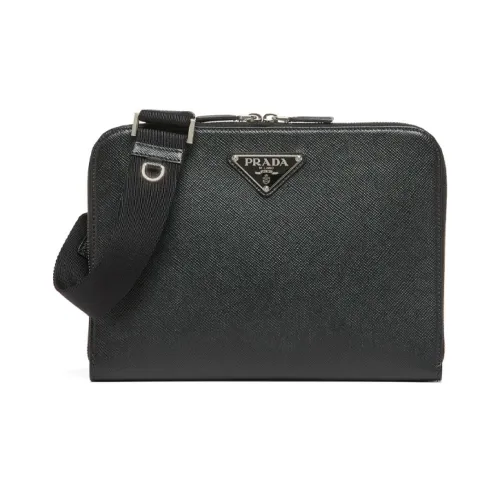 PRADA Saffiano кожа через плечо сумка мужская черная