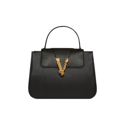 VERSACE Virtus Корова Кожа Сумка Женская Ярко-Черная