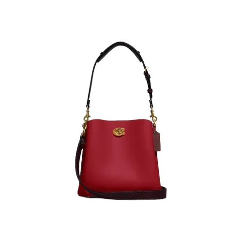 COACH Willow GRAIN LEATHER Ведрообразная сумка сумка сумка через плечо сумка через плечо средний размер женская красная