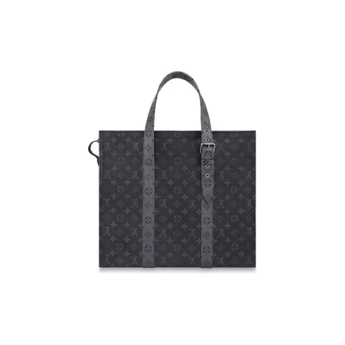 LOUIS VUITTON Покрытый холст Тоут Сумка Сумка для покупок Доска для ноутбука Сумка Большая Мужская Черная