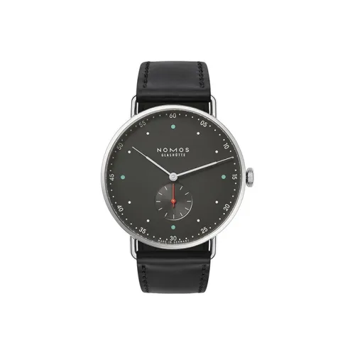 NOMOS Metro Ручной механизм Унисекс Часы Черный циферблат Корпус из нержавеющей стали Ремешок из натуральной кожи