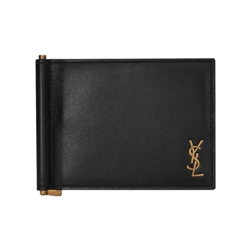 SAINT LAURENT Glossy Коровья кожа Кошелек Маленький Мужской Черный