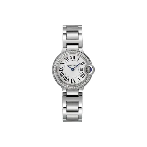Cartier Часы Ballon Bleu De Cartier 28 Мм, Кварцевый Механизм, Сталь, Бриллианты