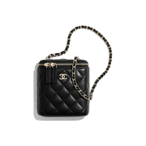 CHANEL Овчина Косметичка Сумка через плечо Мини Женская Черная