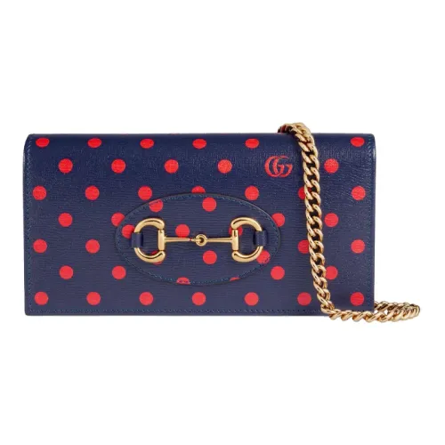 GUCCI Horsebit 1955 Кожа Сумка через плечо Клатч Кошелек Женский Синий