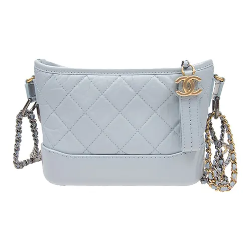 CHANEL Gabrielle Телячья кожа Сумка-хобо Сумка Сумка через плечо Сумка через плечо Маленькая Женская Светло-синяя