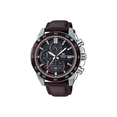 CASIO EDIFICE Collection Солнечный кварцевый механизм кожаный ремешок часы для мужчин черный циферблат EFS S500BL 1AVUPRD