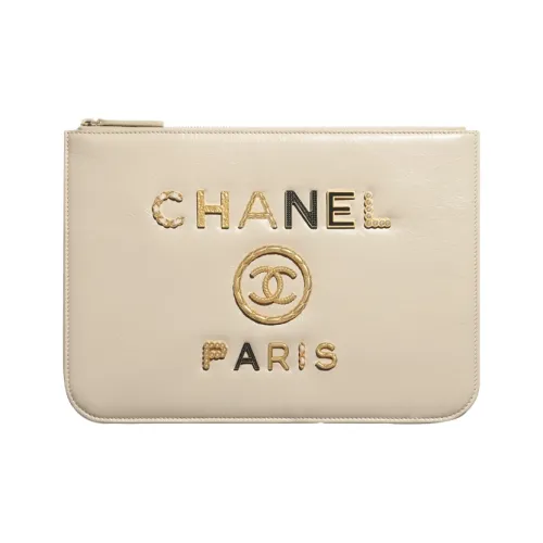 CHANEL Телячья кожа Сумочка для украшений Клатч Женские Сливочный