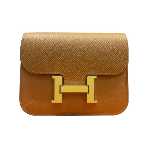HERMES Constance Slim Epsom Телячья кожа Кошелек Монета Кошелек Бананка Женские Кунжут Лимон