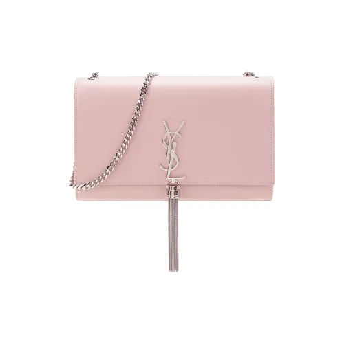 SAINT LAURENT Гладкая кожа цепочка сумка с кисточкой сумка через плечо средний размер женский светло-розовый