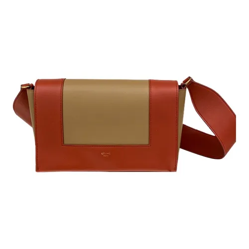 CELINE Frame Коровья кожа Сумка через плечо Средняя Женская Красный кленовый лист Умбра