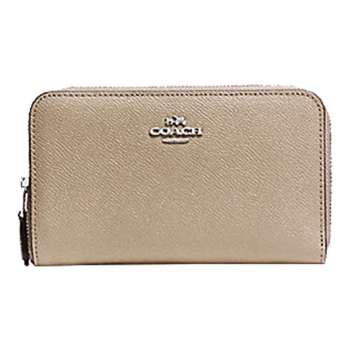 COACH Zip Around Кожа Кошелек Маленький Женский Молочно-чайный