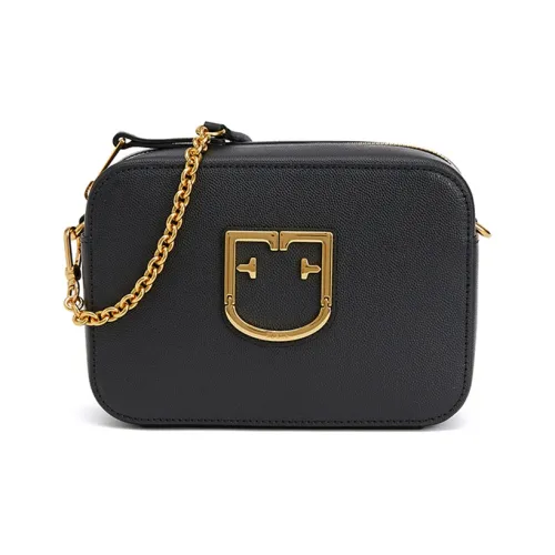 Furla Brava Camelia Кожа Маленькая Квадратная Сумка Сумка через плечо Сумка на плечо Женская Черная