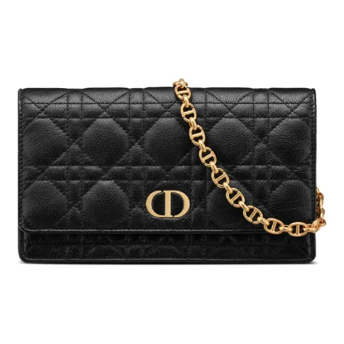 DIOR Caro Мягкий Коровья Кожа Бананка Клатч Сумка через плечо Женская Черная