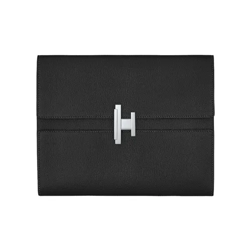 HERMES Cinhetic Козья кожа Клатч Стандартный Унисекс Черный
