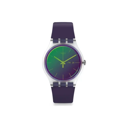 Swatch Quartz Механизм Унисекс Часы 41 мм Зеленый Циферблат Пластиковый Корпус Часы Силиконовый Ремешок