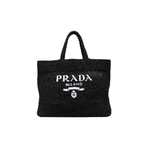 PRADA Сумка из соломенной плетени Женская Черная
