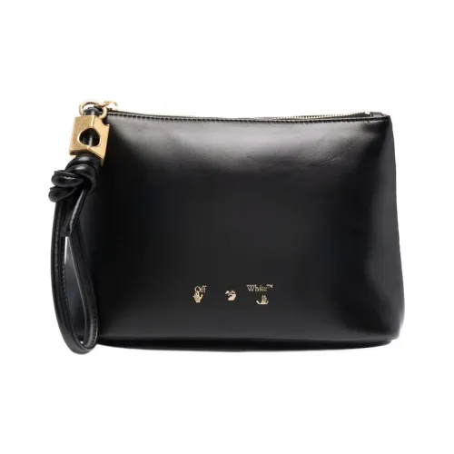 Off Белый Кожа Клатч Женские Черный
