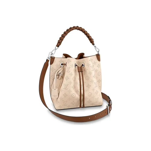 LOUIS VUITTON Muria Кожа Ведрообразная Сумка Сумка через плечо Женская Кремовая Коричневая