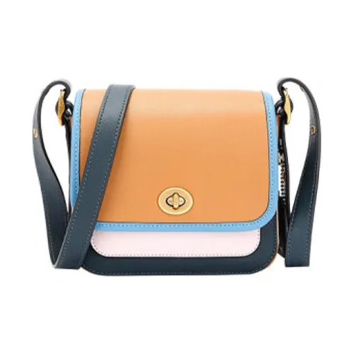 COACH RAMBLER Кожа Сумка через плечо Сумка на плечо Женская Коричневая Зеленая Многоцветная