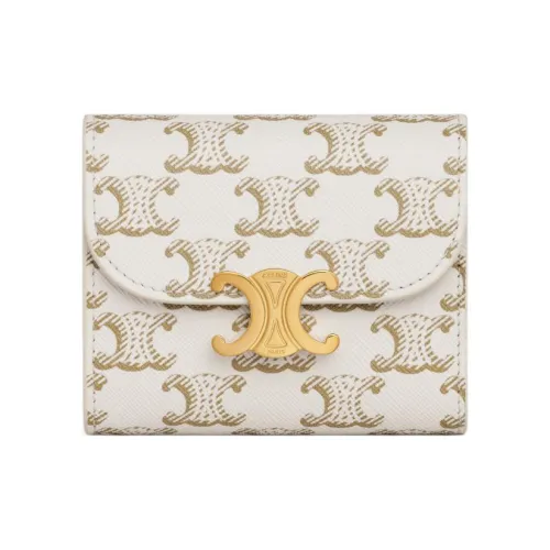 CELINE Triomphe Sheepskin Wallet Small Women's Candy White Рыжевато-коричневый