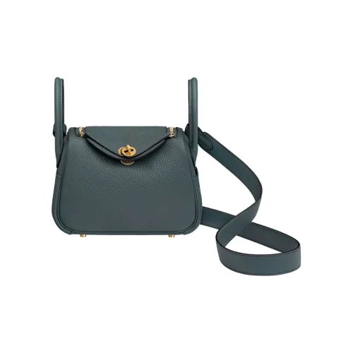 HERMES Lindy Taurillon Clemence Коровья кожа Сумка Сумка через плечо Сумка через плечо Мини Женская BLEU Orage Hurricane Синий