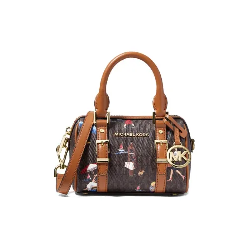 MICHAEL KORS Bedford Холщовая кожа Бостонская сумка Сумка Сумка через плечо Сумка через плечо Мини Женская Коричневая