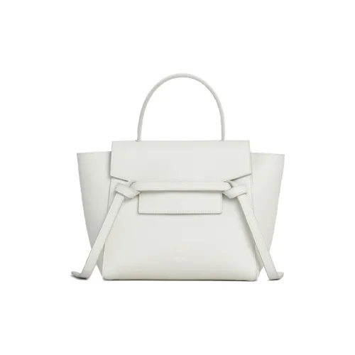 CELINE Ремень Grained Телячья кожа Сумка Сумка сома Плечо Через плечо Тоут Женская Белая