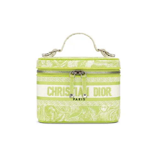DIOR DiorTravel Кожа Косметичка Путешественный мешок для хранения Сумка Туалетная сумка Маленькая Женская Зеленая Желтая