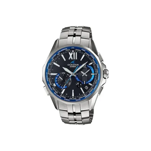 CASIO OCEANUS Collection Круглый Многофункциональный циферблат Кварцевый механизм Титановый ремешок Часы Мужские часы Синий циферблат