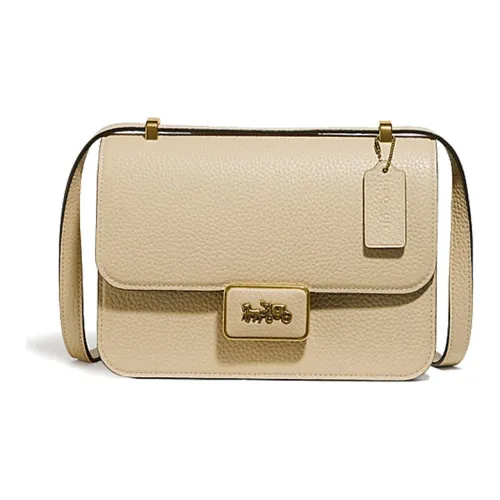 COACH Alie Мягкая кожа Pebble Маленькая квадратная сумка Сумка через плечо Сумка на плечо Женская Светло-желтая
