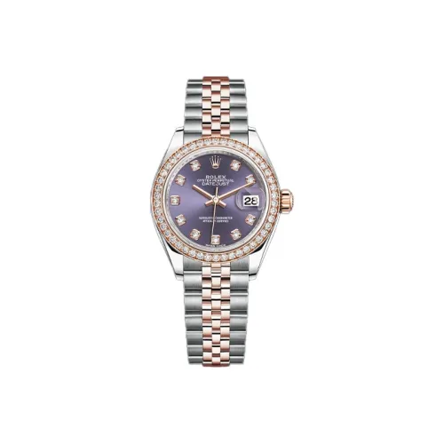ROLEX Женская одежда Log Series Автоматический механический механизм Женские часы 28 мм Фиолетовый циферблат часов