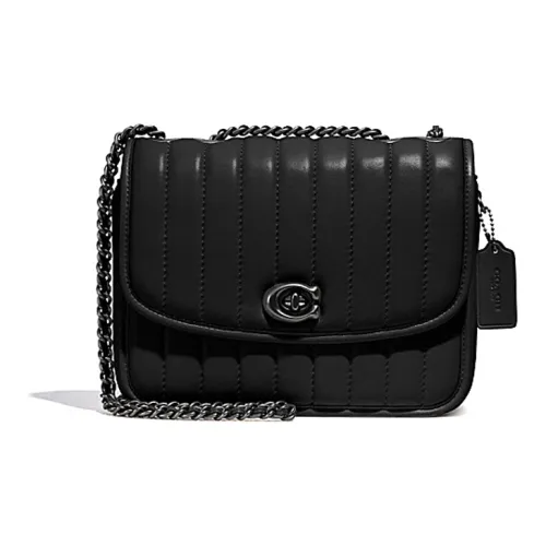 COACH Madison Кожаная маленькая квадратная сумка сумка через плечо плечевая сумка женская черная