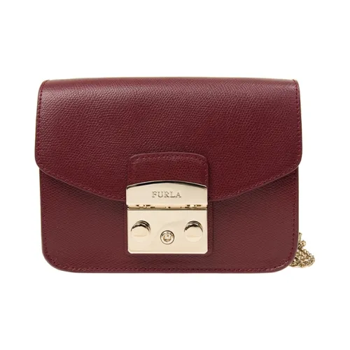 Furla Metropolis Collection Коровья кожа Маленькая квадратная сумка Сумка через плечо Сумка на плечо Мини Женская Красная