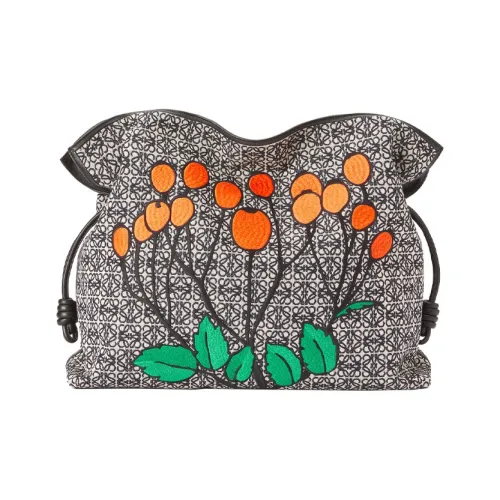 LOEWE Коровья кожа Холст Жаккард Одно плечо Ручная Сумка через плечо Женская Морской синий Черный