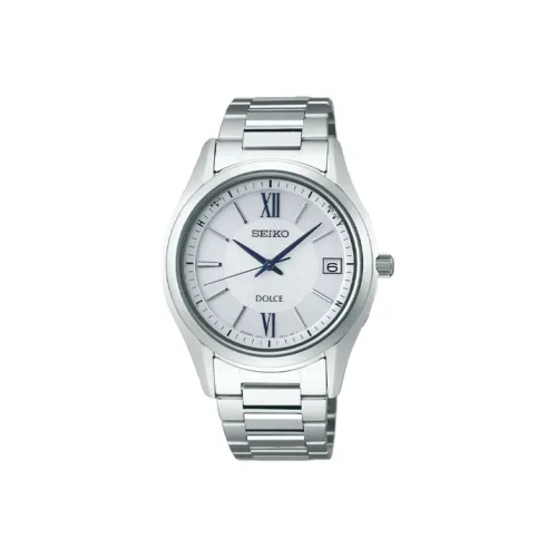 SEIKO DOLCE EXCELINE Солнечный кварцевый механизм титановый ремешок часы для мужчин белый циферблат