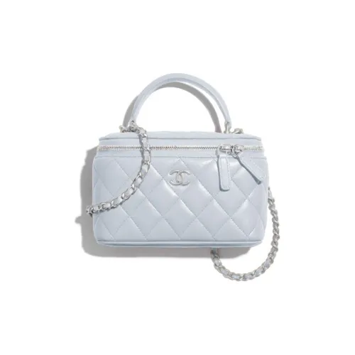 CHANEL Кожа IS На Цепочке Сумка Коробка Сумка через плечо Сумка Женская Светло-синяя