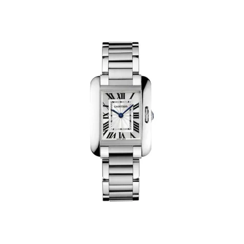 Cartier TANK DE Кварцевый механизм Женские часы 22,7*30,2 мм Серебристый циферблат Корпус из нержавеющей стали Ремешок из нержавеющей стали