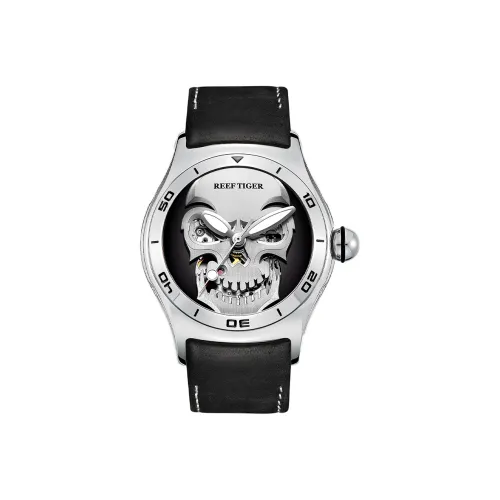 REEF TIGER Aurora Collection Skeleton King Автоматические механические часы Мужские часы Черный циферблат RGA70S7 PB