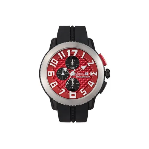 Tendence Dome Chrono Dome Collection Кварцевый механизм Резиновый ремешок Часы Унисекс Красный циферблат часов