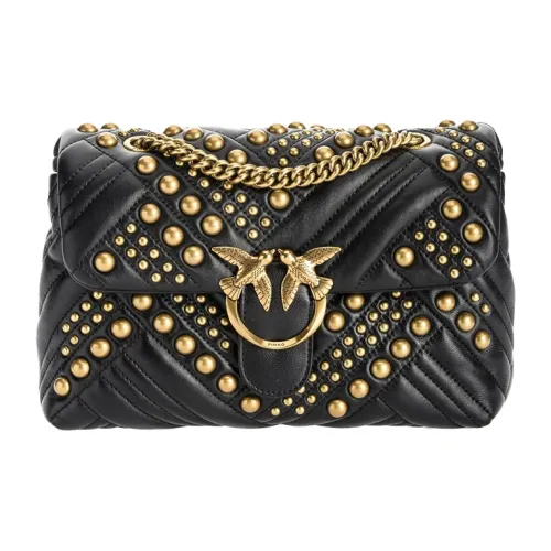 PINKO Puff Овчина Swallow Сумка Сумка через плечо Большая Женская Черная