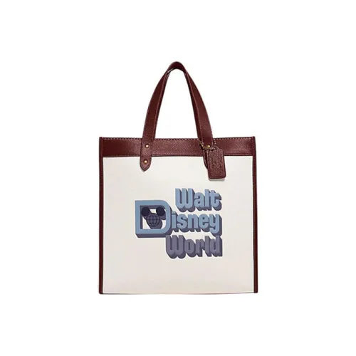 COACH Disney Коллаборация кожа тоут сумка сумка для покупок сумка через плечо большая женская белая и умбра