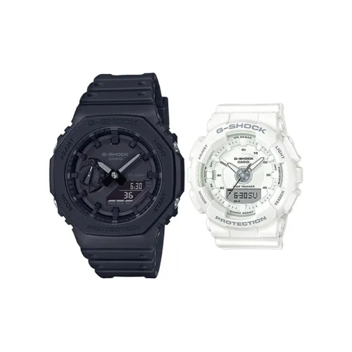 CASIO Парные часы Коллекция GA GMA Кварцевый механизм Часы Унисекс Черный циферблат GA 2100 1A1+GMA S130 7AER