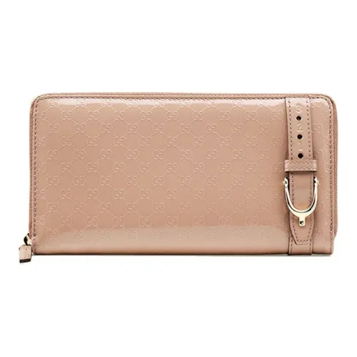 GUCCI Застежка-молния из лакированной кожи длинный кошелек женский цвет телесный