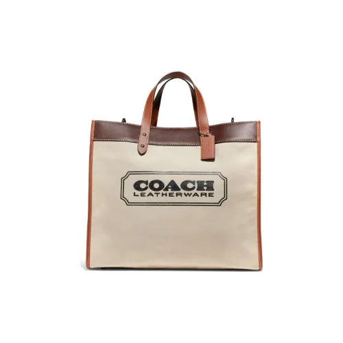 COACH Field Холст и Кожа Тоут Сумка Сумка для покупок Сумка через плечо Большая Мужская Бежевая