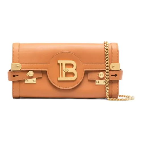 BALMAIN Сумка через плечо из телячьей кожи клатч женский яркий коричневый