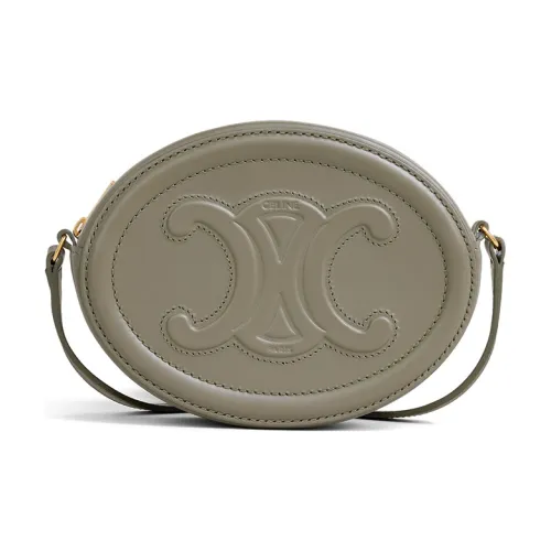 CELINE Cuir Triomphe Гладкая коровья кожа Сумка в виде лунного пирога Кошелек Сумка через плечо Женская Армейский зеленый