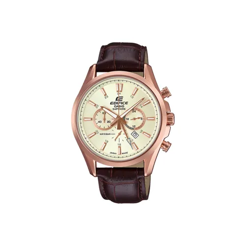 CASIO EDIFICE Collection Кварцевый механизм ремень из натуральной кожи мужские часы желтый циферблат модель EFB 504JGL 7A