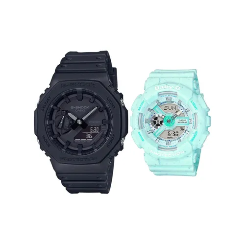 CASIO Collection Парные часы Коллекция GA BA Кварцевый механизм Часы Унисекс Черный циферблат GA 2100 1A1+BA 110PI 2AER